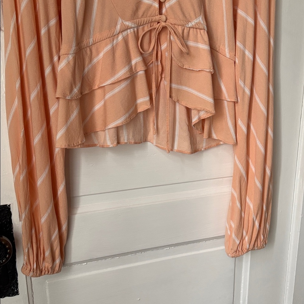 FREE PEOPLE SAMIFRAN CROPPED BUTTON FRONT LONG SLEEVE - Picture 5 of 9